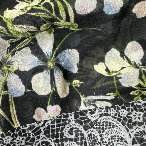 J Jill Blouse Womens Large Blue Floral Chiffon Breathable Sheer Cottage Navy Top - Picture 10 of 15